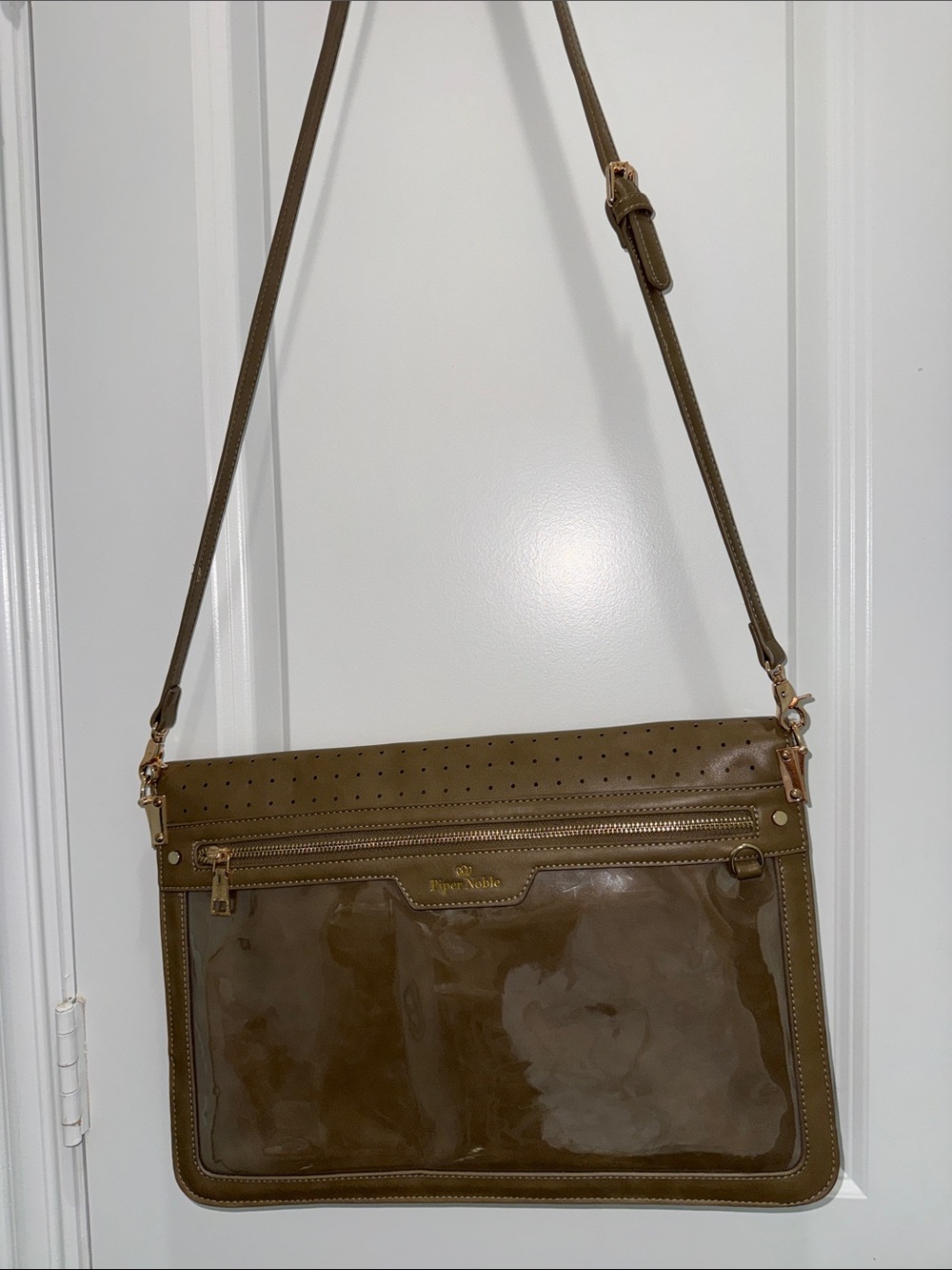 Piper Noble Clear Front Crossbody Bag | Taupe Shoulder Purse